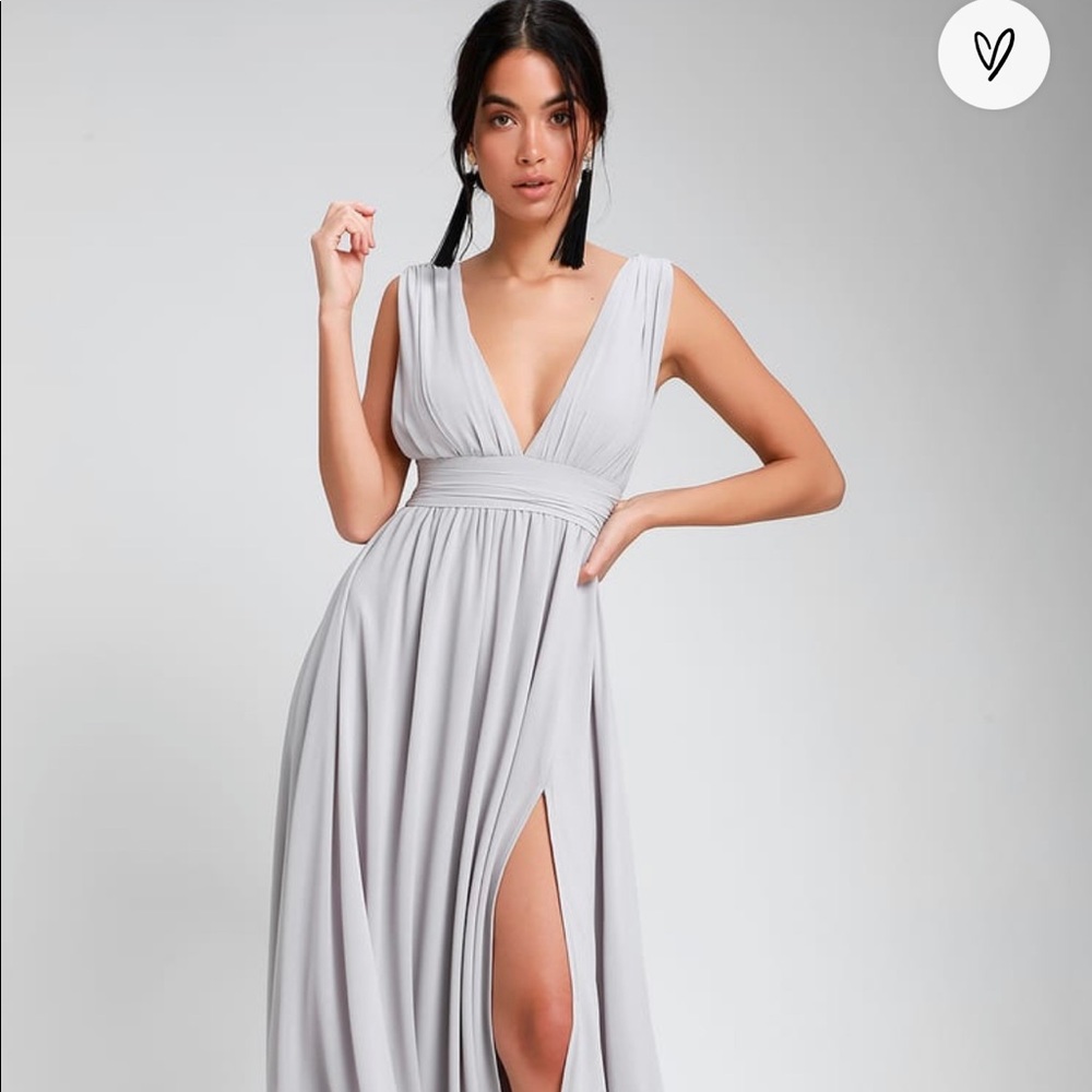 Lulus Heavenly Hues Light Grey Maxi Dress